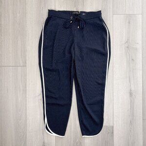 Ivanka Trump Womens Small Navy  Blue Pinstriped Cropped Pants Trousers